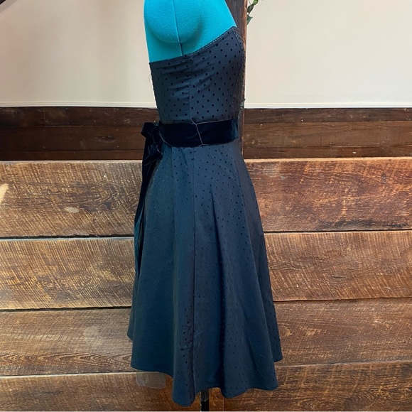 Rampage Gothic Strapless Sundress w/ Velvet Ribbon Belt & Polka Dots Vintage Y2K - Picture 4 of 11